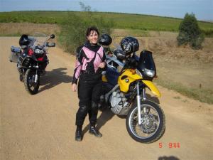 Pretty Erica in pink with her Yellow GS650